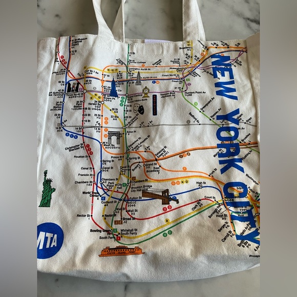 Like new NYC Metro Map Canvas tote with Velcro closure - Picture 2 of 6